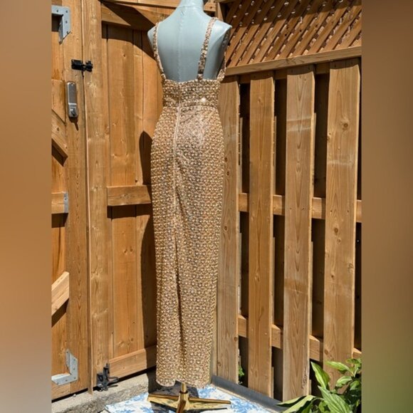 🆕 BRONX & BANCO 🧿 NWOT Allegra Gold Sequin & Beaded Maxi Dress, Sz S US 4 - Picture 6 of 16